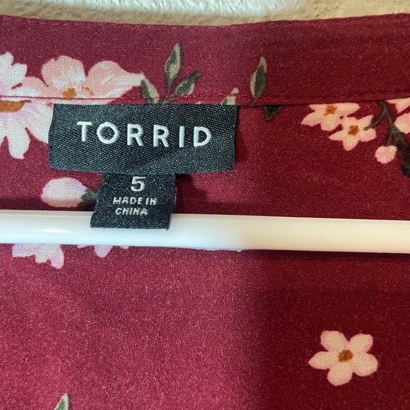 Torrid Burgundy Floral Babydoll Tunic - Size 5 - Picture 5 of 10